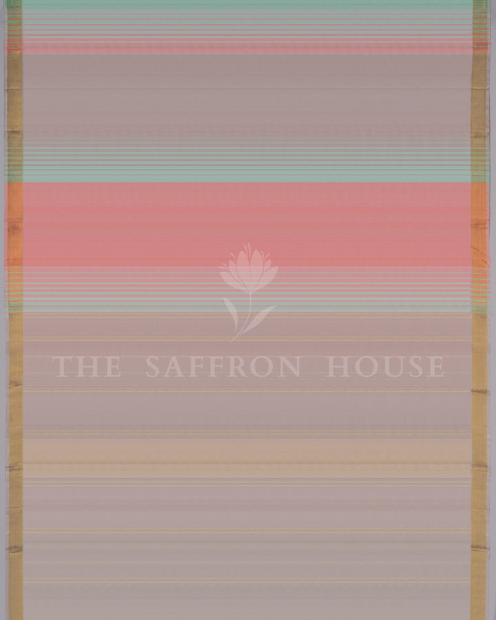 Handloom Kanjivaram Silk Saree in Pastel Multicolours - TSH250187