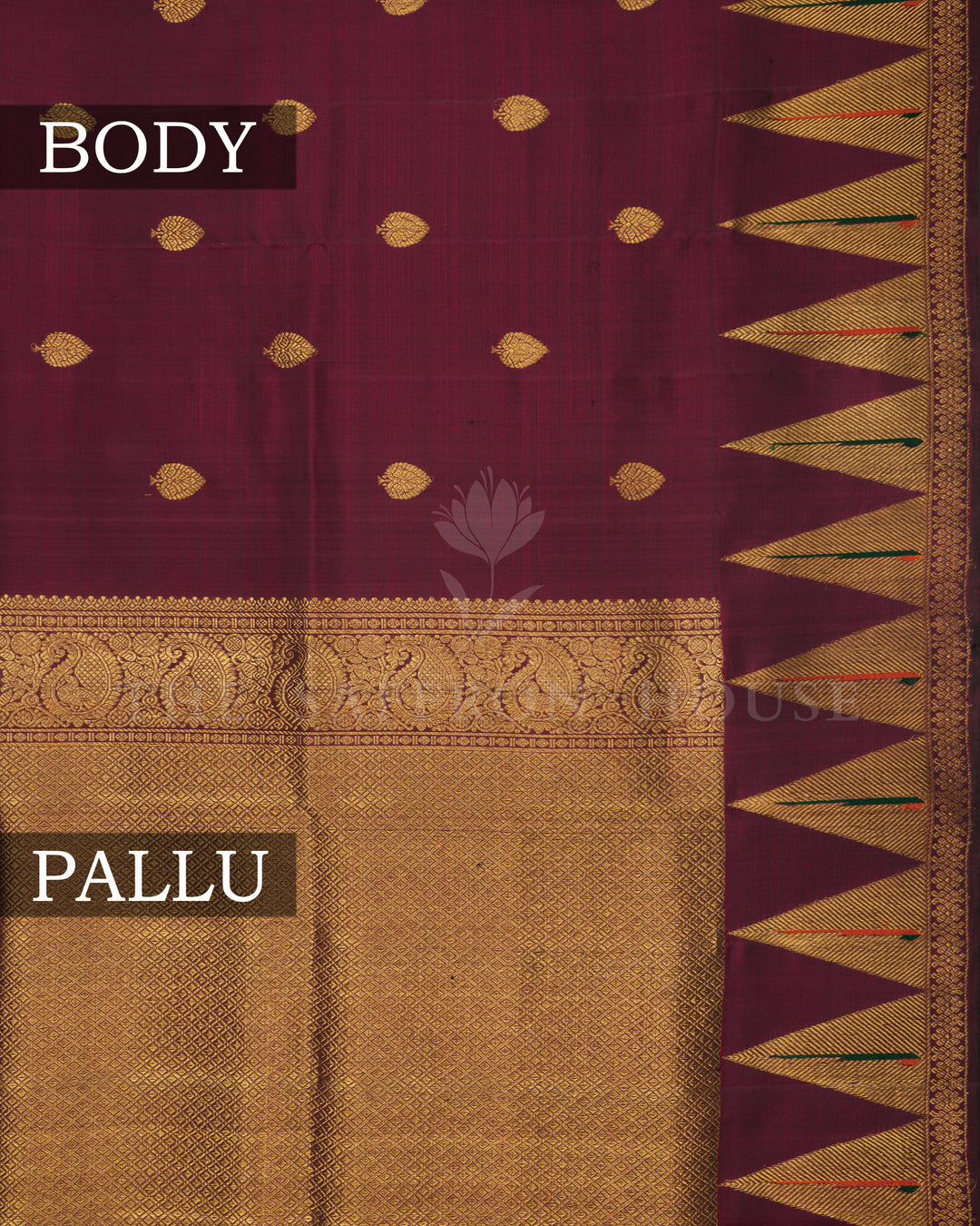 Dark Maroon Handwoven Kanjivaram Silk Saree - TSH2506273