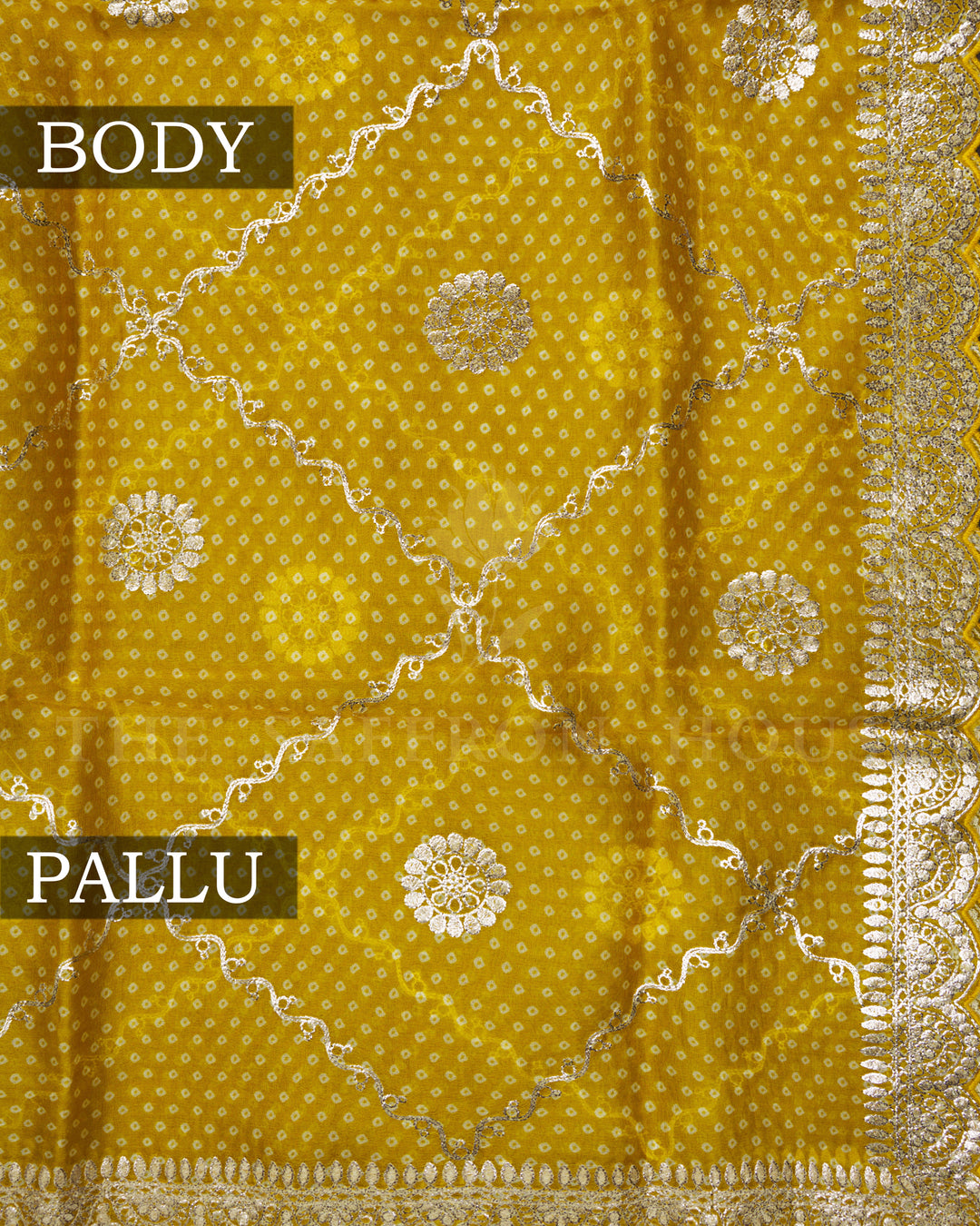 Yellow Handwoven Bandini Printed Organza Saree - TSH846015