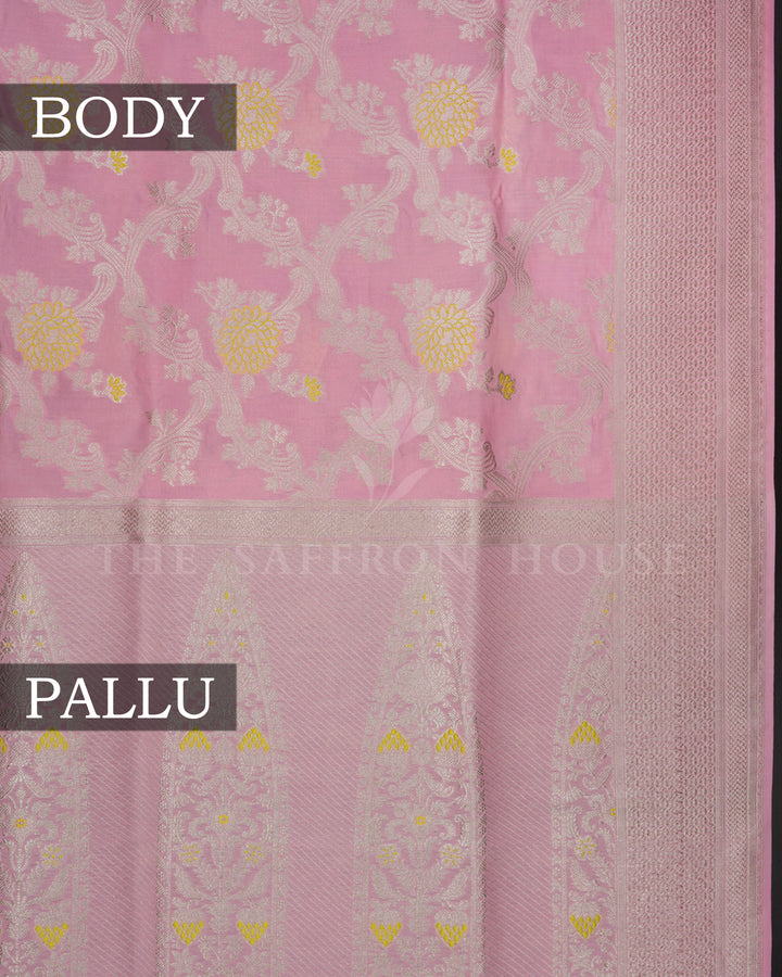 Baby Pink Handwoven Banarasi Silk Saree - TSH2506175