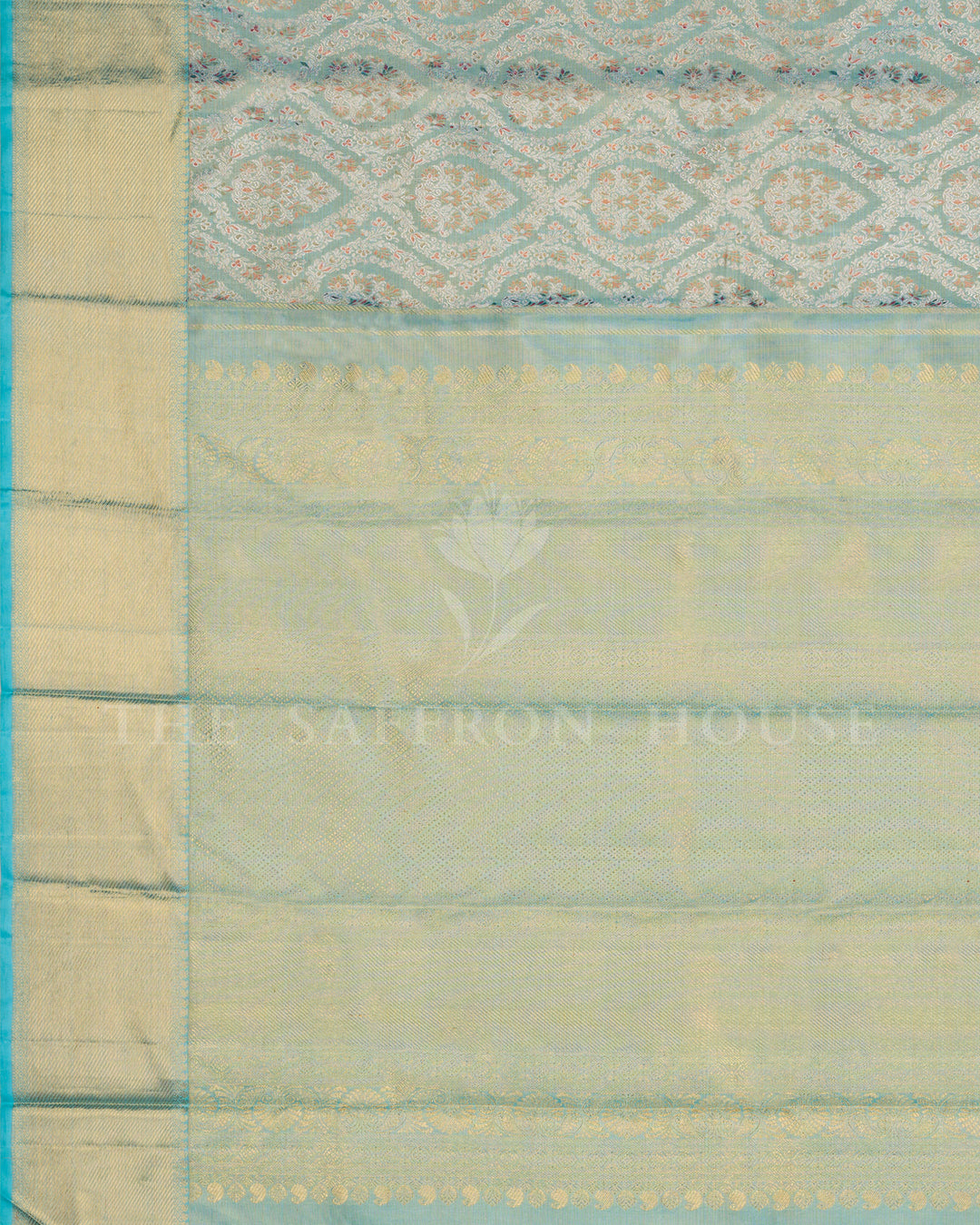 Sea Blue Green Handwoven Kanjivaram Silk with Meenakari Work - TSH250241