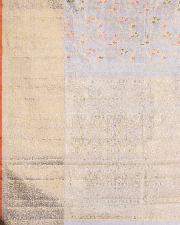 Handloom Kanjivaram Silk Saree in White