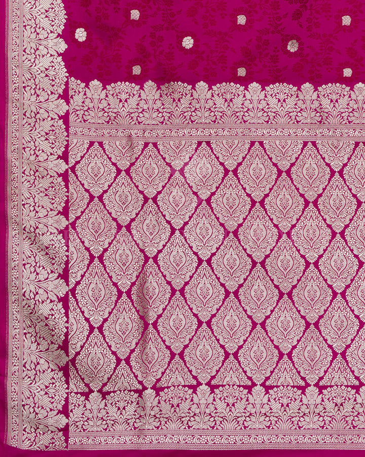 Mashru Banarasi Saree in Rani Pink with Antique Zari Jaal and Kadwa Butis