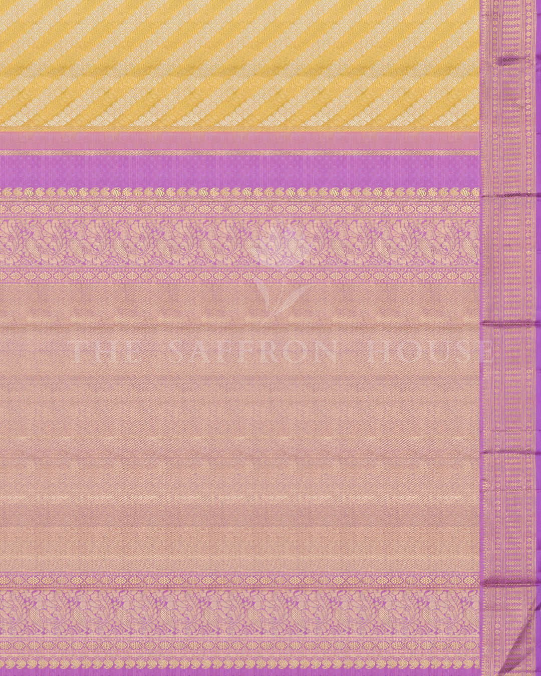 Gold And Lavender Handwoven Kanjivaram Silk Saree - TSH250090