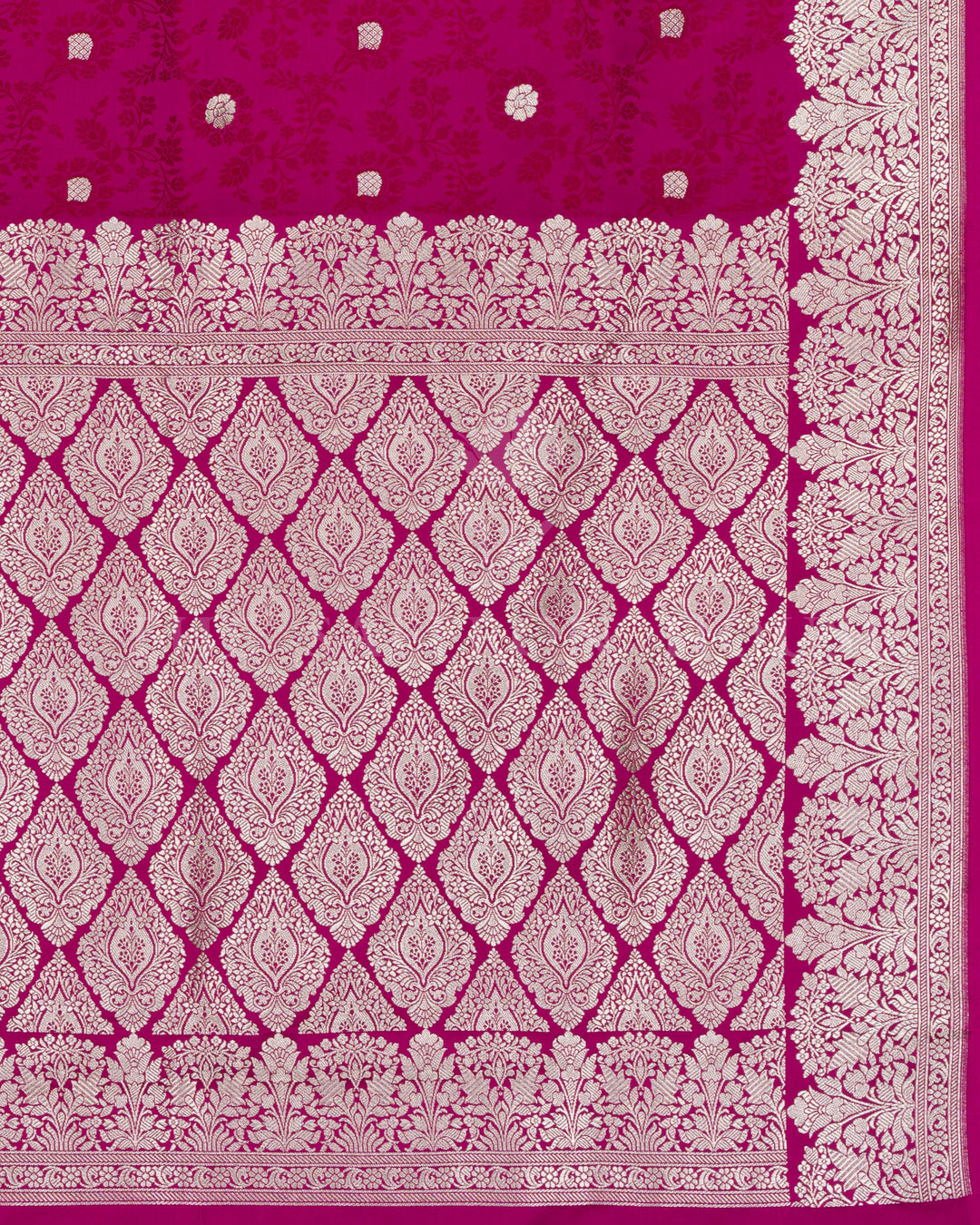 Mashru Banarasi Saree in Rani Pink with Antique Zari Jaal and Kadwa Butis