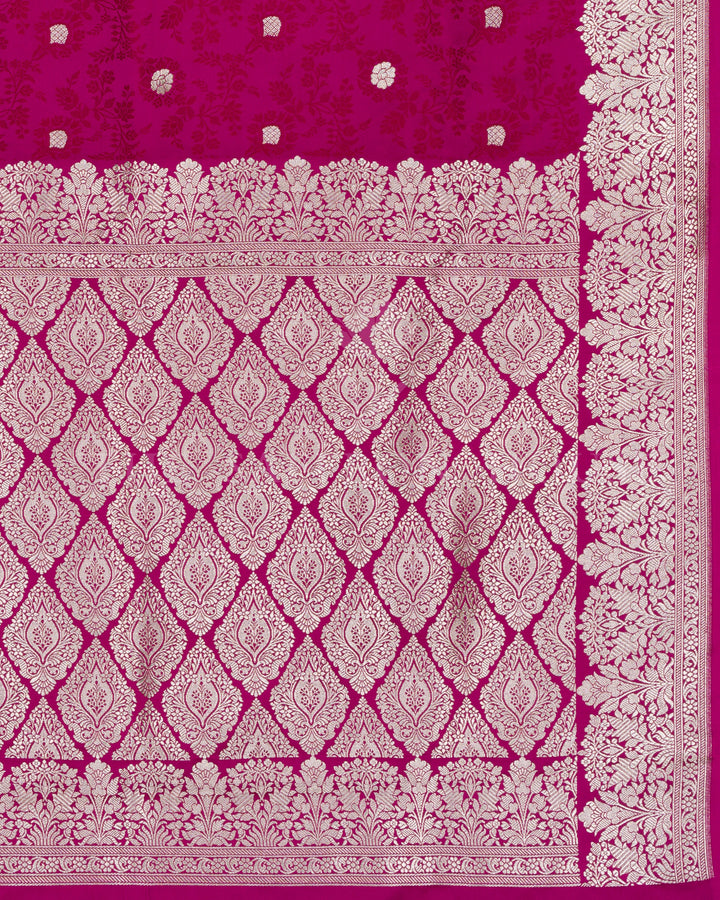 Mashru Banarasi Saree in Rani Pink with Antique Zari Jaal and Kadwa Butis