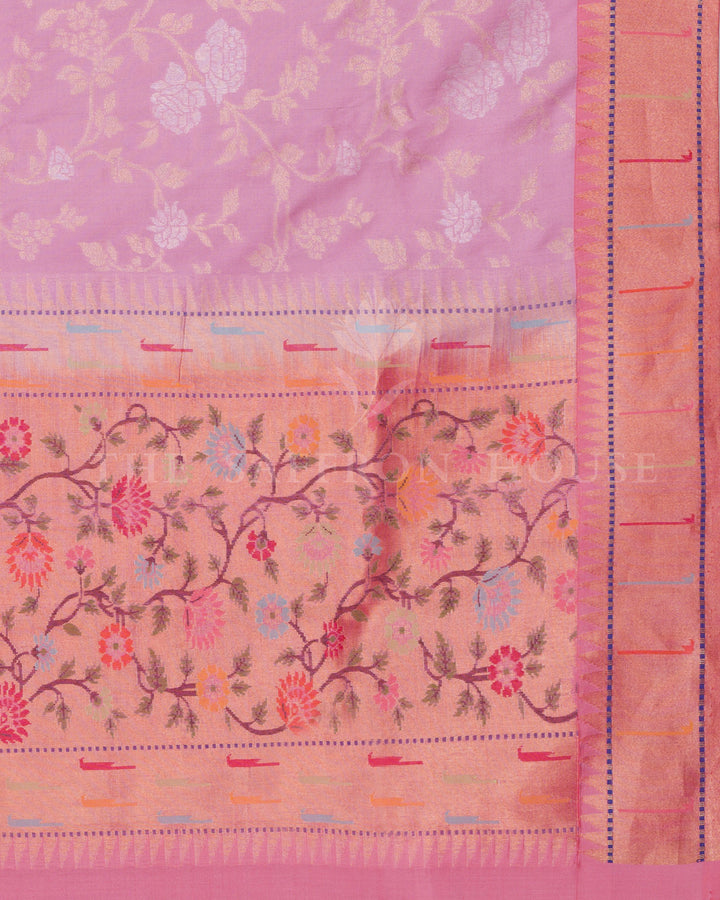 Peach Ektar Banarasi Saree with Multicolor Meenakari Cutwork Border