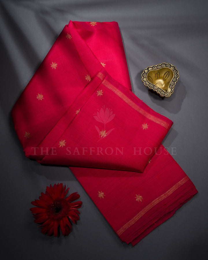 Maroonish Red Handwoven Kanjivaram Silk Saree - TSH250234