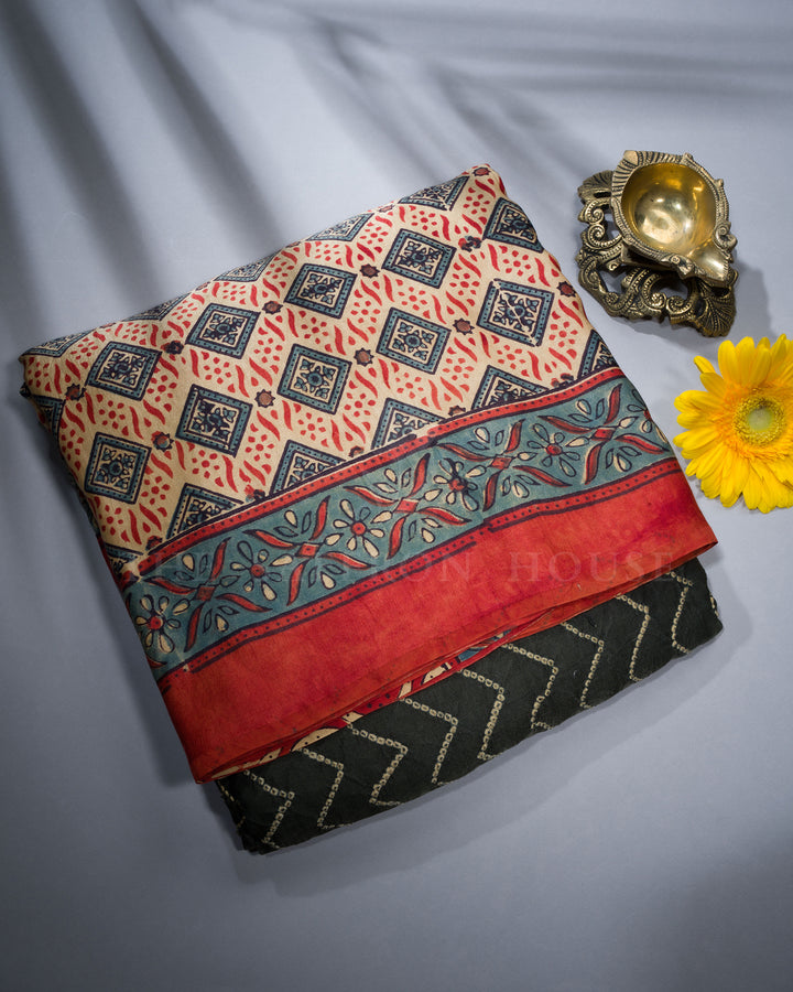 Olive Green And Maroonish Red Bandhini Modal Silk Saree - TSH2506004