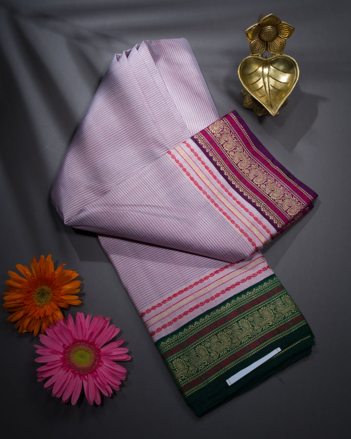Light Lilac And Purple Handwoven Kanjivaram Silk Saree - TSH2506017