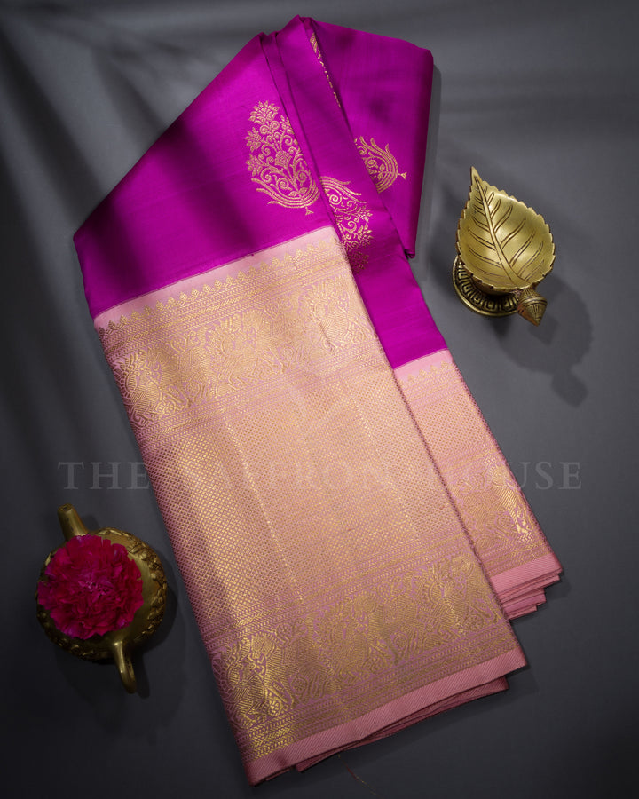 Magenta Handwoven Kanjivaram Silk Saree - TSH250395