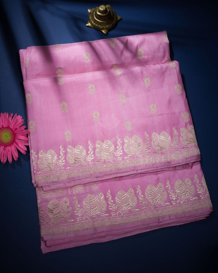 Baby Pink Handwoven Banarasi Silk Saree - TSH846042