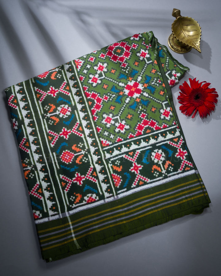 Olive Green Double Ikkat Patan Patola Saree - TSH2506185