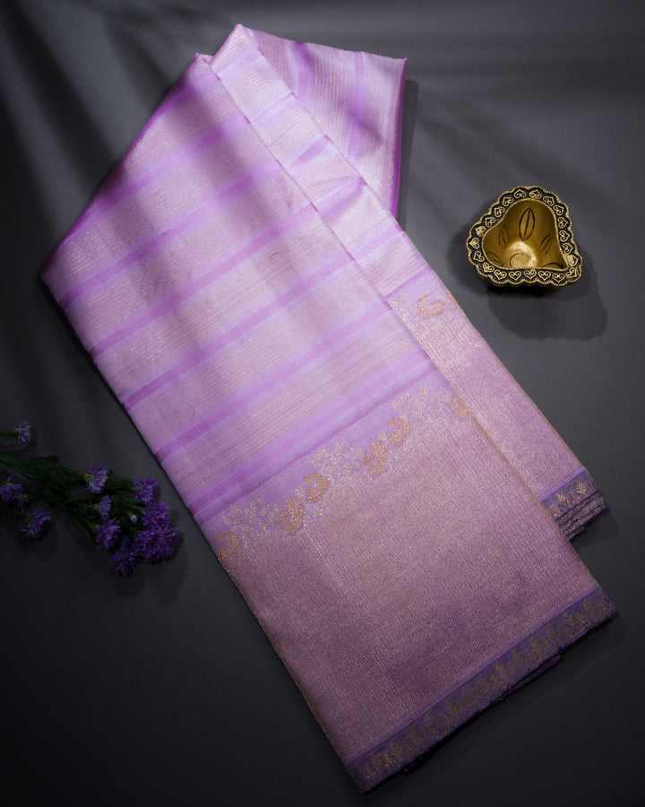 Lilac Handwoven Kanjivaram Silk Saree - TSH250024