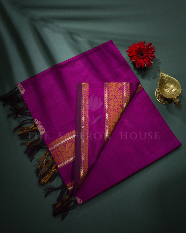 Dark Magenta Cotton Silk Saree - TSH110026