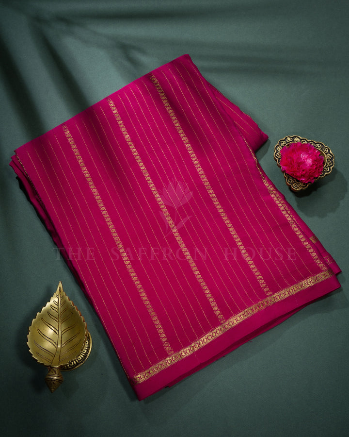 Rani Pink Pure Zari Mysore Silk Saree - TSH2506099