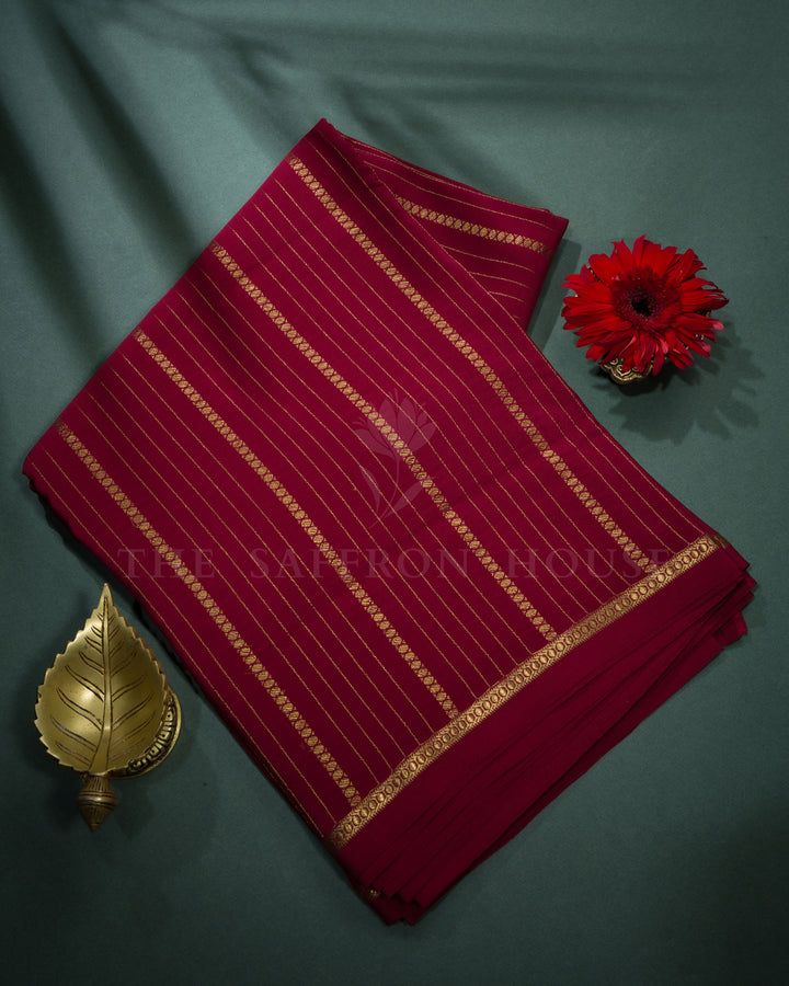 Maroon Pure Zari Mysore Silk Saree - TSH2506098
