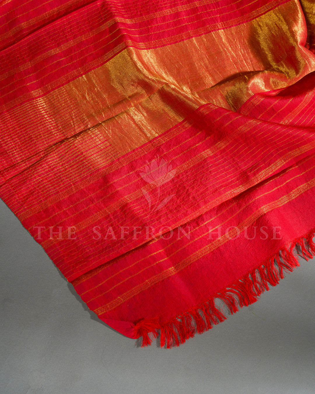 Brown & Red Hand Painted Kalamkari Kanchivaram Silk Saree