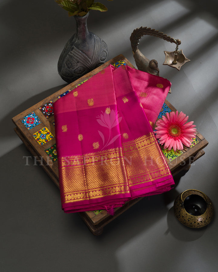 Pink Twill Kanchivaram Silk Saree