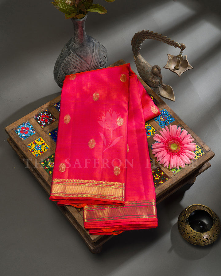 Dual Tone Rani Pink Kanchivaram Silk Saree
