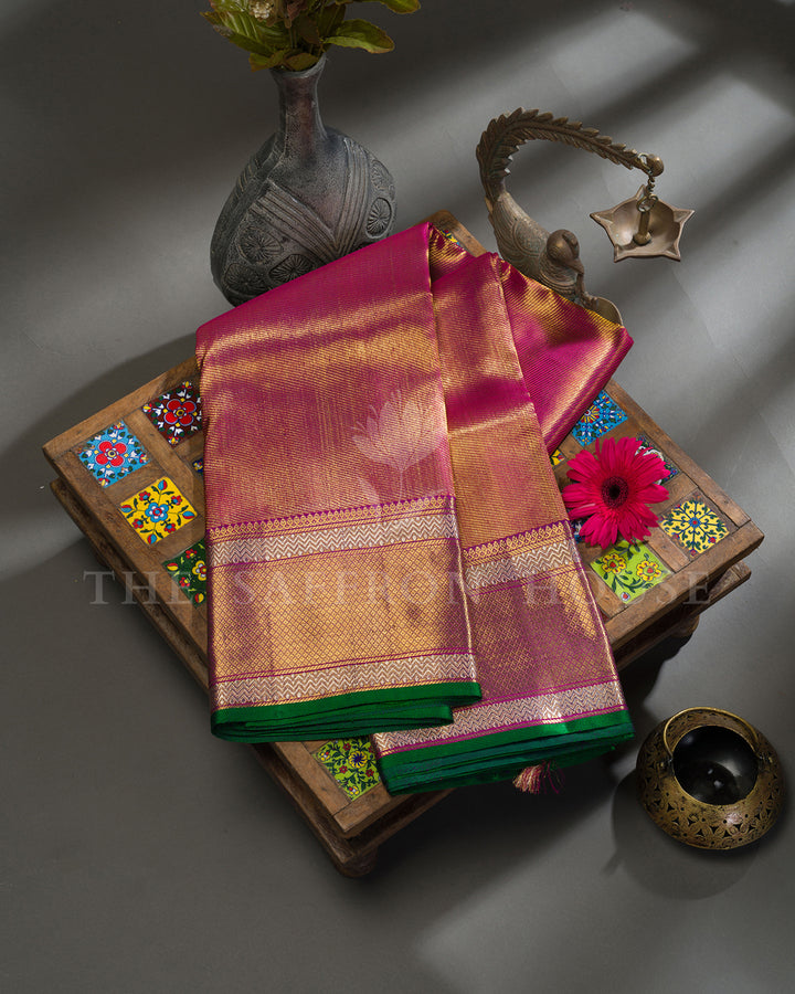 Magenta Pink Kanchivaram Tissue Silk Saree
