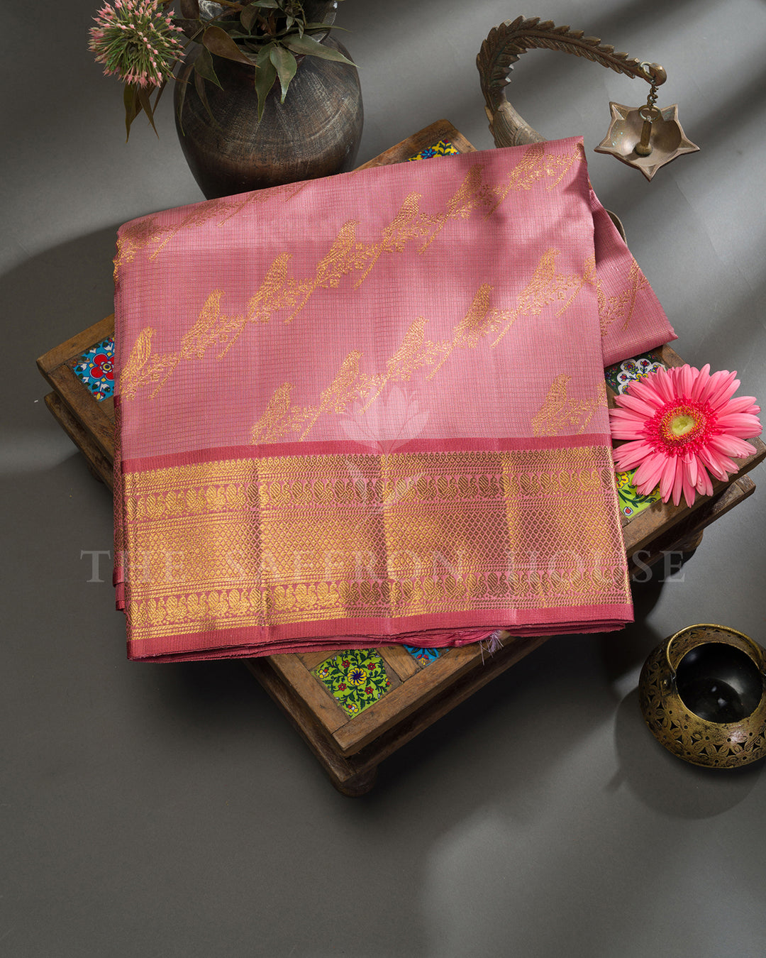 Rose Pink Kora Kanchivaram Silk