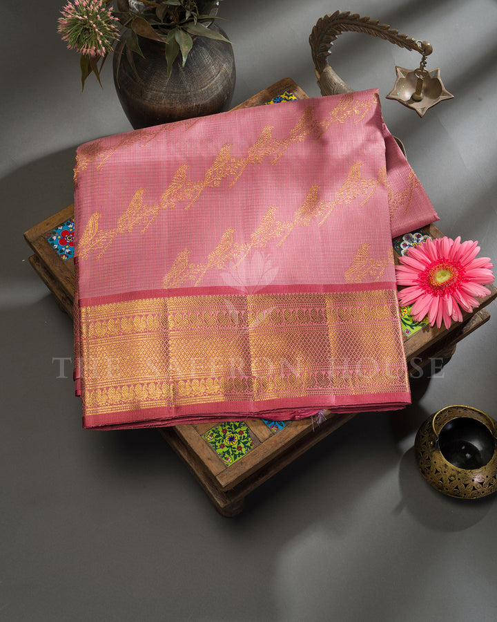 Rose Pink Kora Kanchivaram Silk