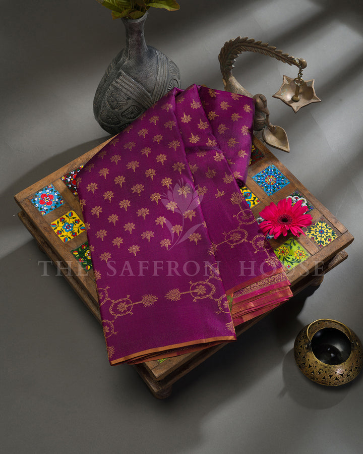 Dual Tone Purple Kanchivaram Silk Saree