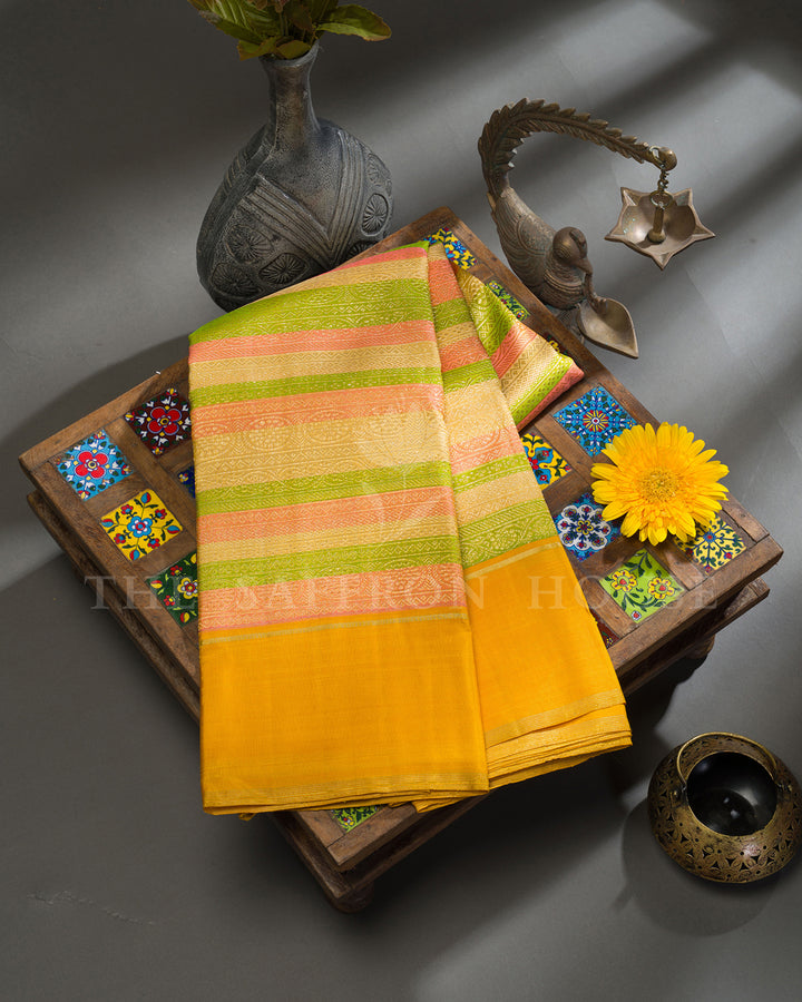 Multicolour Striped Kanchivaram Silk Saree