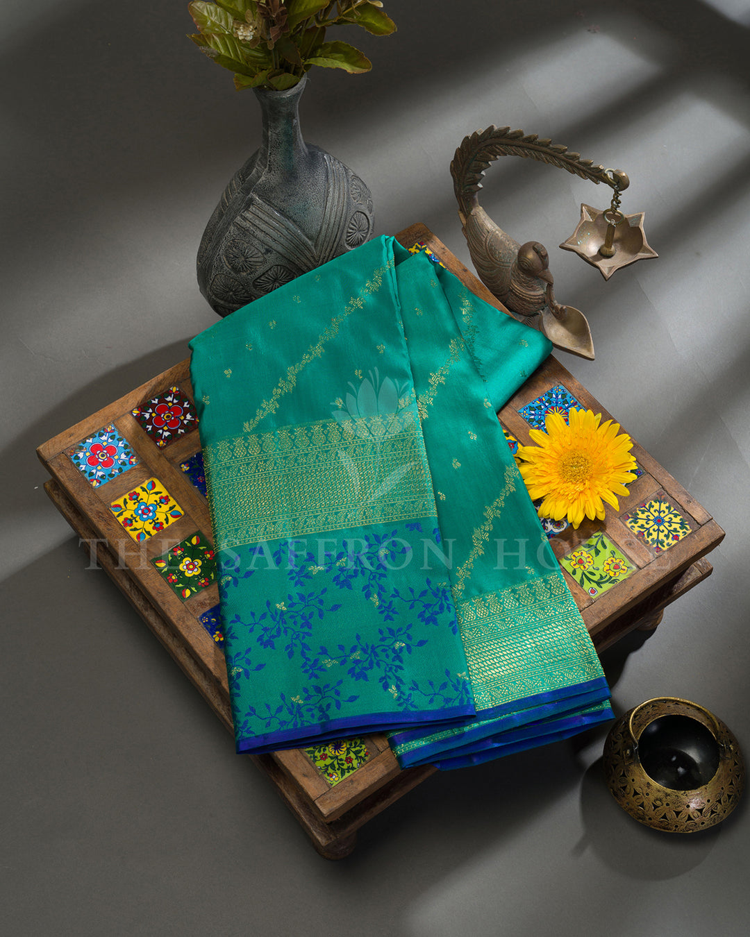 Teal Green Kanchivaram Silk Saree