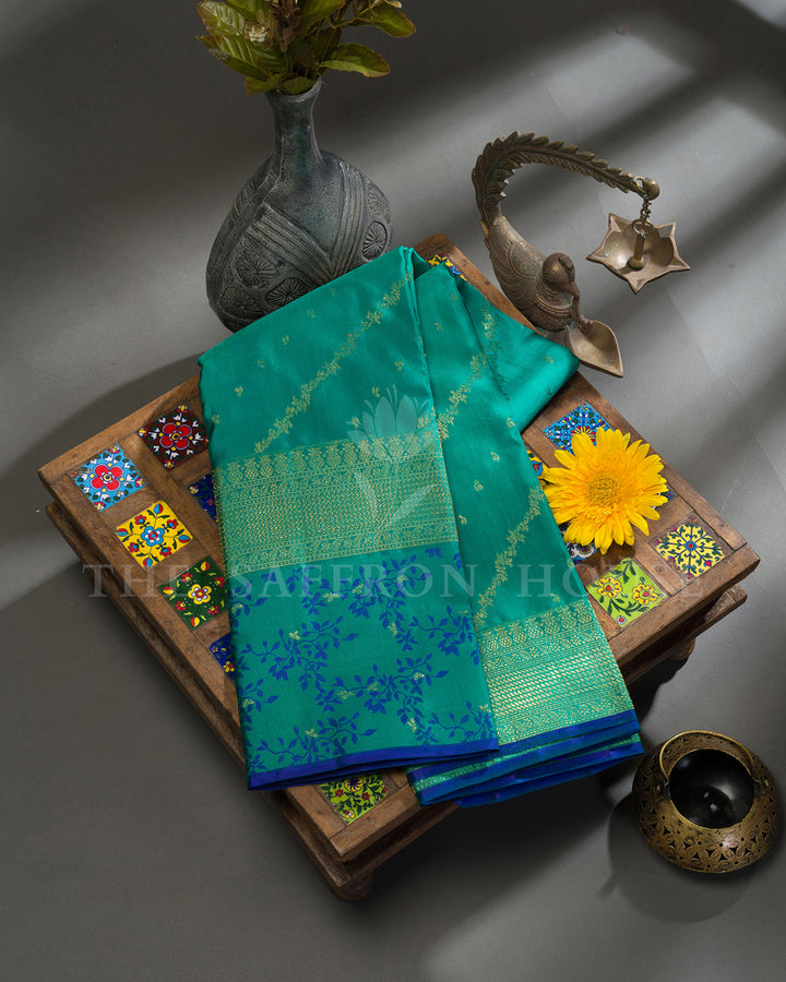 Teal Green Kanchivaram Silk Saree