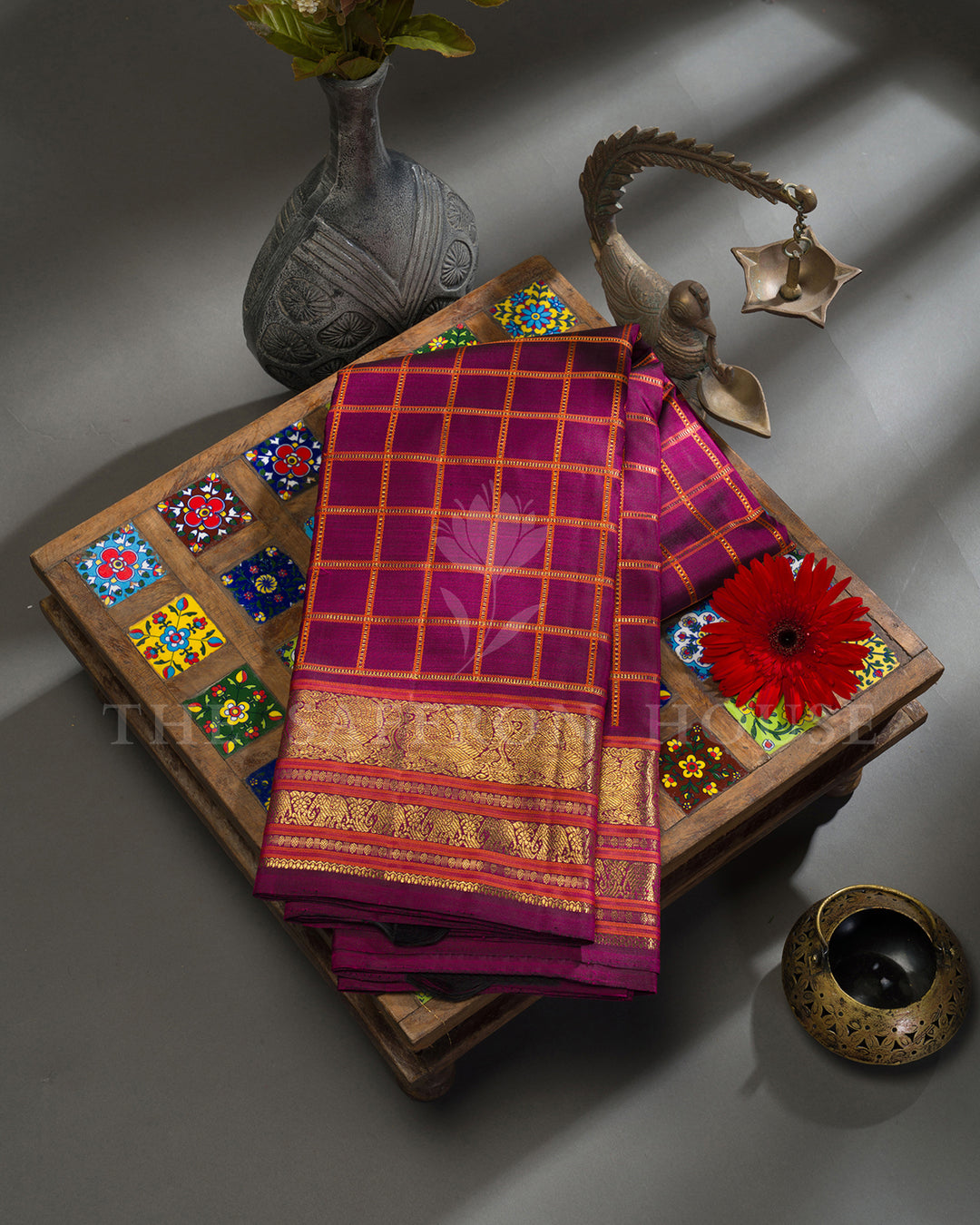 Wine Magenta Kanchivaram Silk Saree