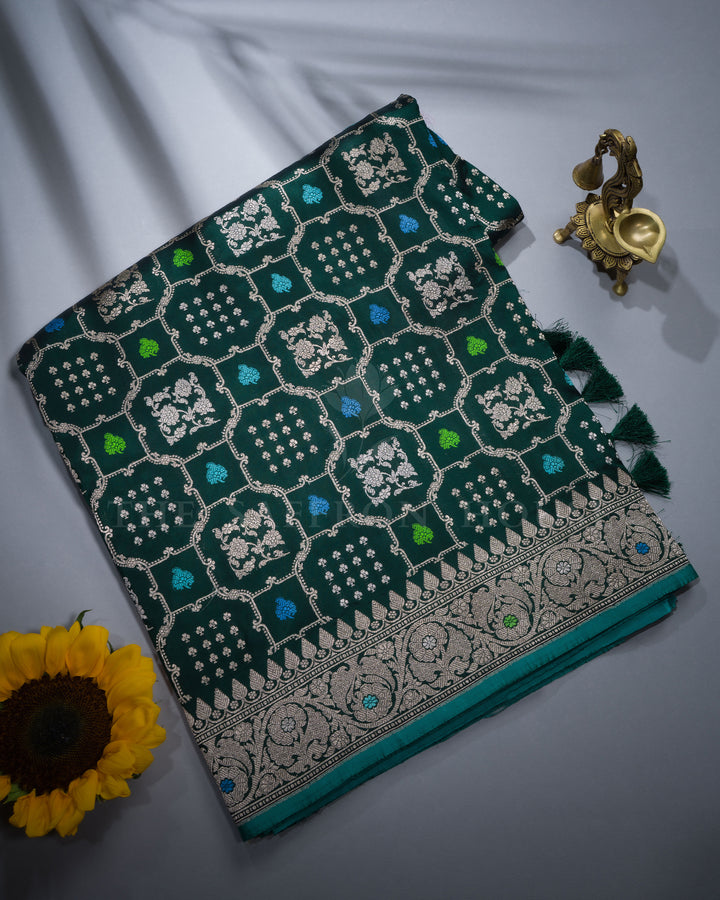 Forest Green Handwoven Banarasi Katan Silk Saree - TSH811-view1