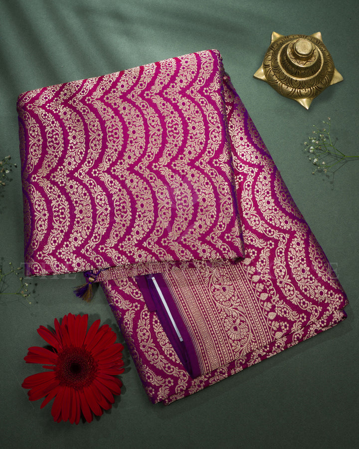 Magenta Purple Handwoven Banarasi Silk Saree - TSH2506170