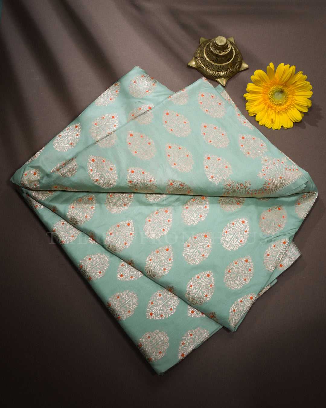 Pastel Sea Green Handwoven Banarasi Silk Saree - TSH2506136-view