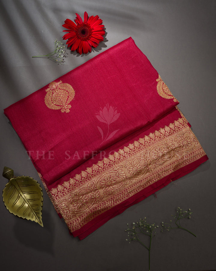 Maroon Handwoven Tussar Georgette Banarasi Saree - TSH2506336-view1