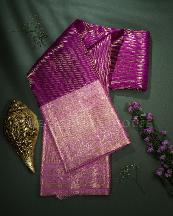 Purple And Pastel Magenta Handwoven Kanjivaram Silk Saree - TSH2506271