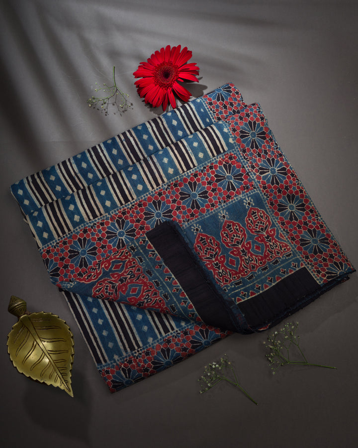 Blue Handwoven Dupion Tussar Silk Saree - TSH5065