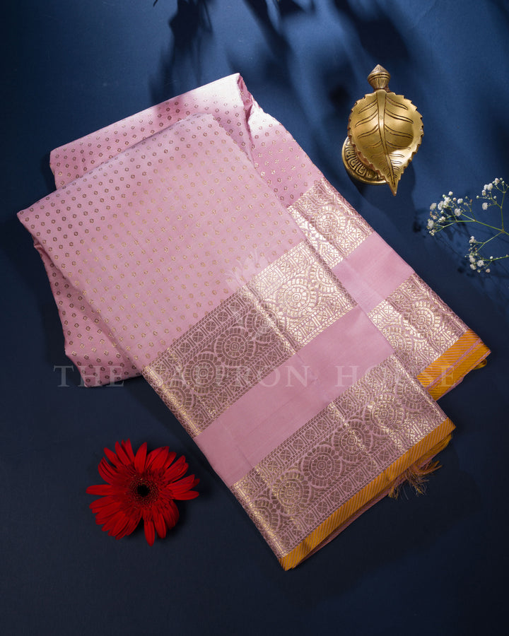 Handloom Kanjivaram Silk Saree in Soft Rose Pink - TSH250102