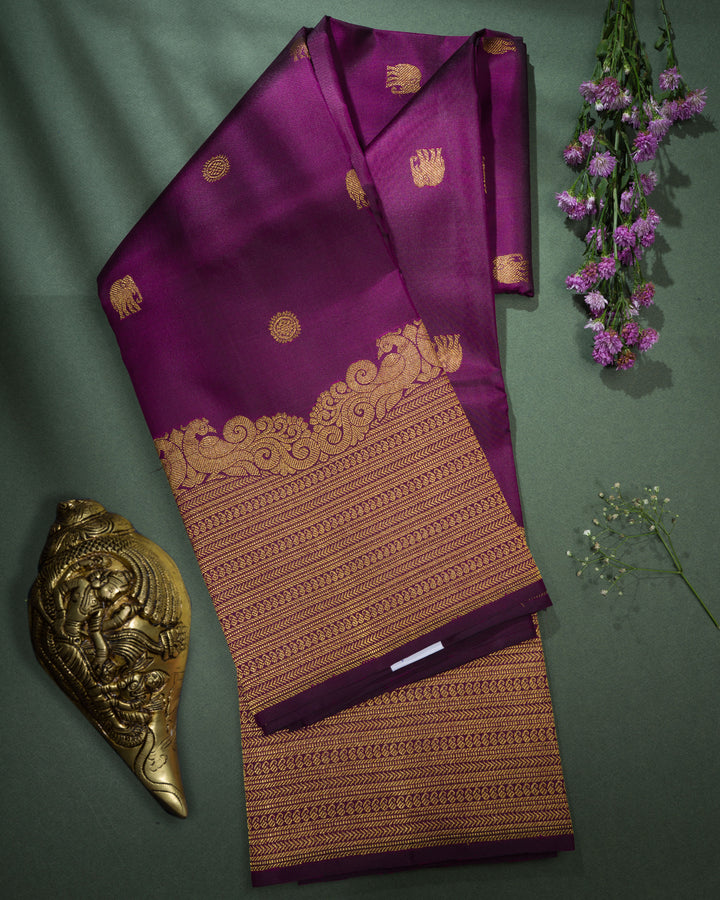 Purple Handwoven Kanjivaram Silk Saree - TSH2506216