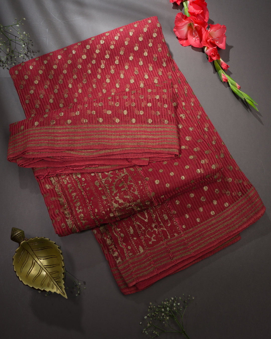Pink Handwoven Tussar Organza Saree With Golden Zari Stripes - TSH2506076-view1
