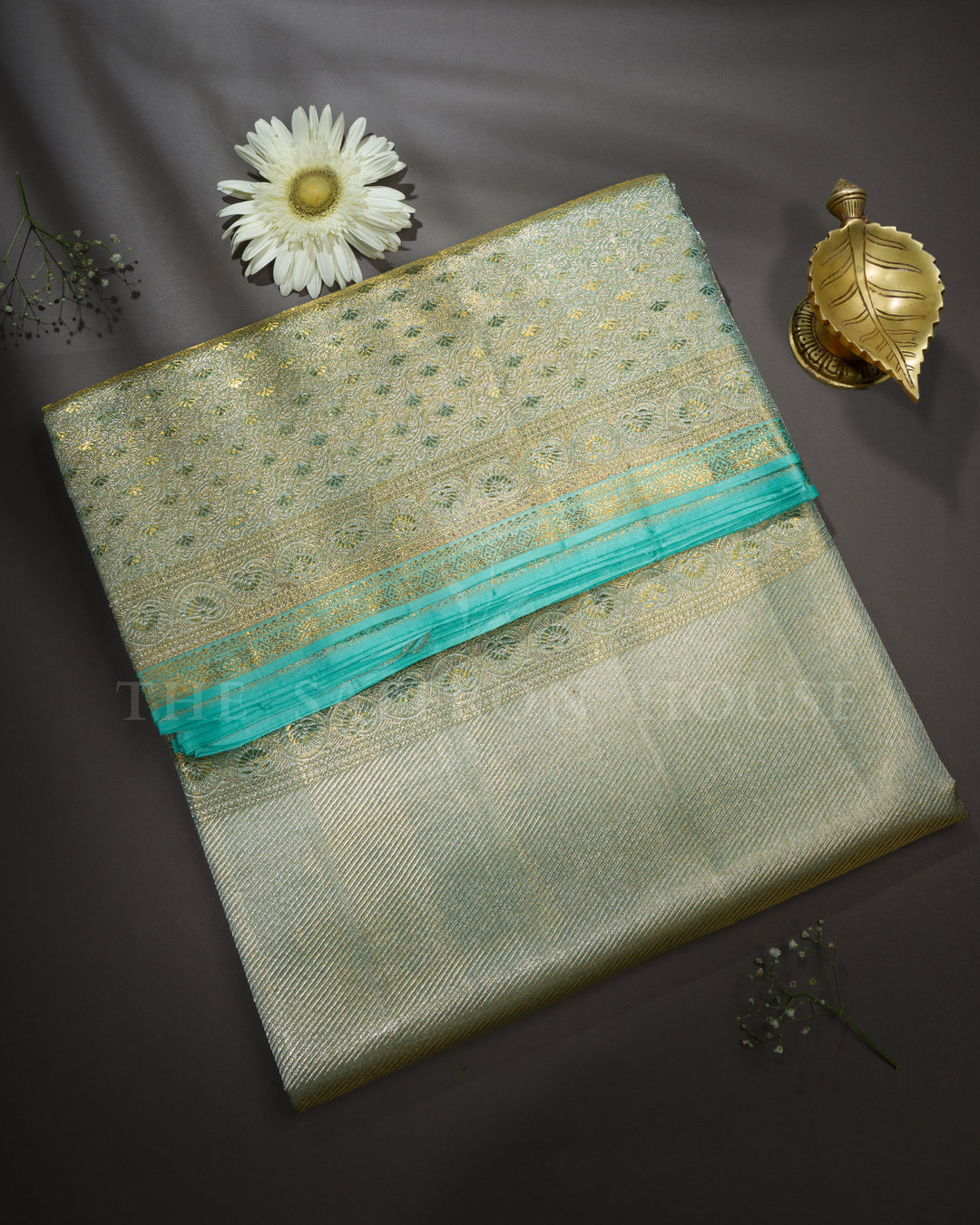 Light Ice Blue Handwoven Pastel Kanjivaram Silk Saree - TSH2506289
