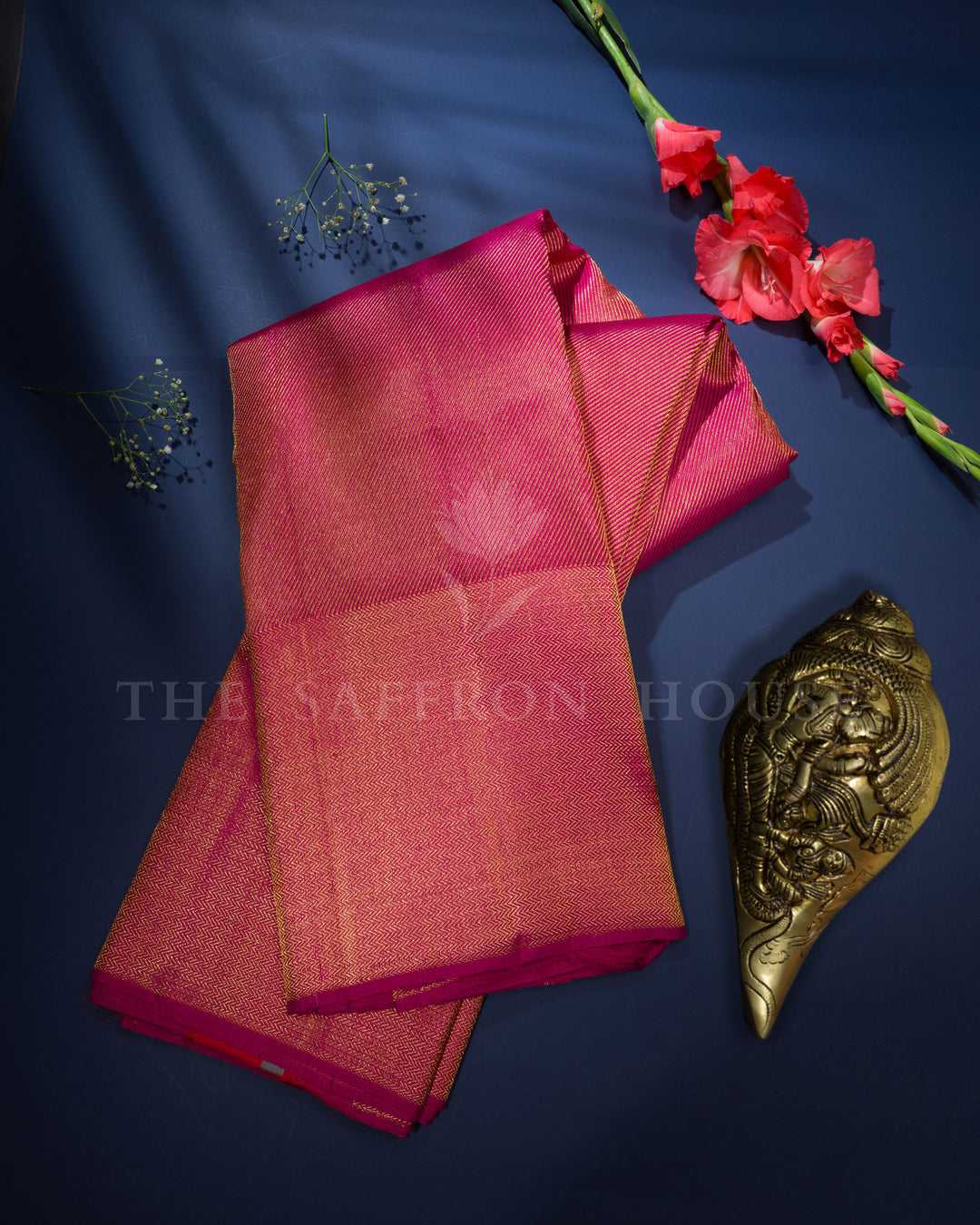 Pinkish Magenta Handwoven Brocade Kanjivaram Silk Saree - TSH2506258