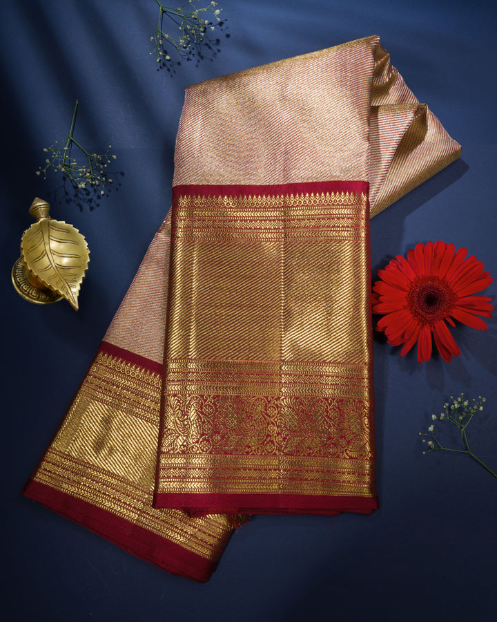 कलेक्टर की कांची जामधानी साड़ी, जटिल मीनाकारी के साथ - 12 महीने की मास्टरवीव - TSH000014