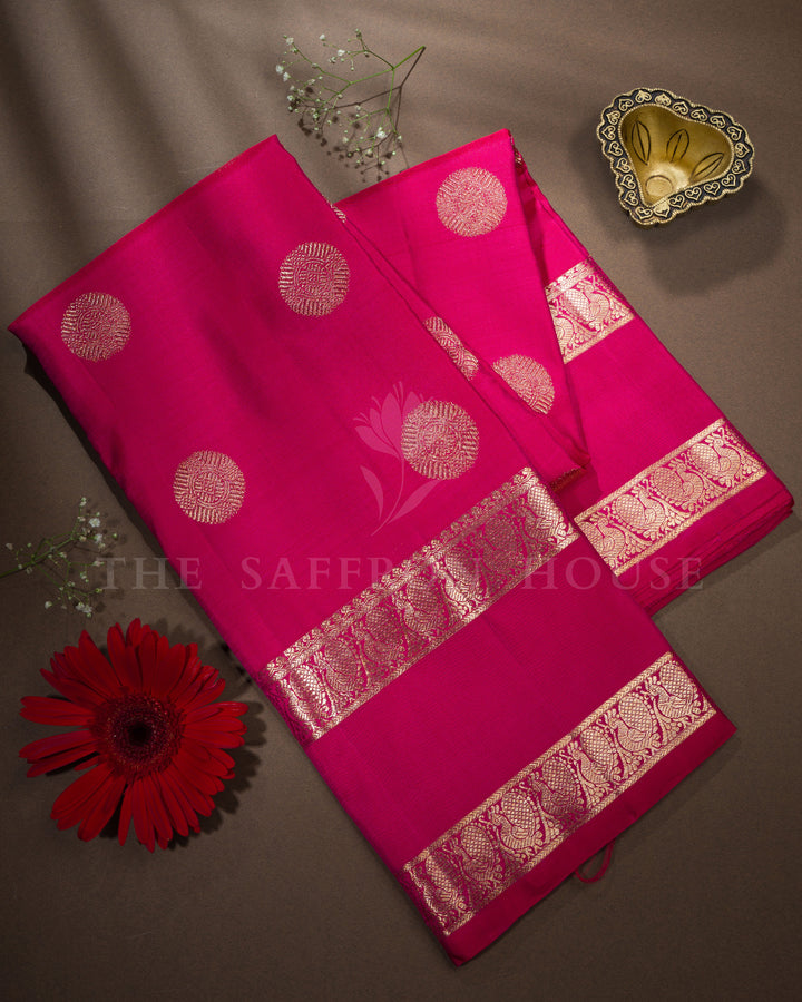 Rani Pink Retta Pett Handwoven Kanjivaram Silk Saree - TSH2506245