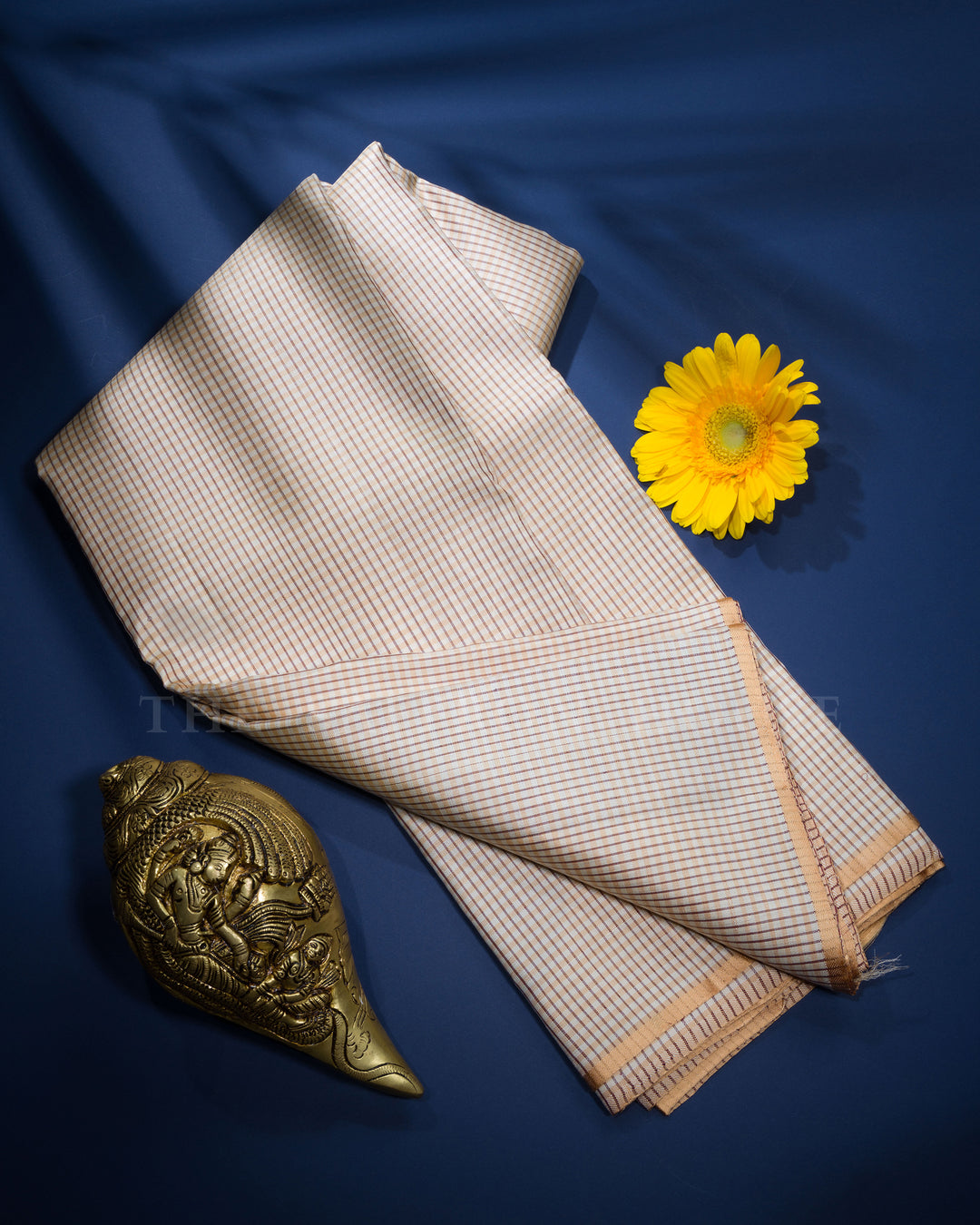 Beige And Chocolate Brown Handwoven Kanjivaram Silk Saree - TSH846038-View1