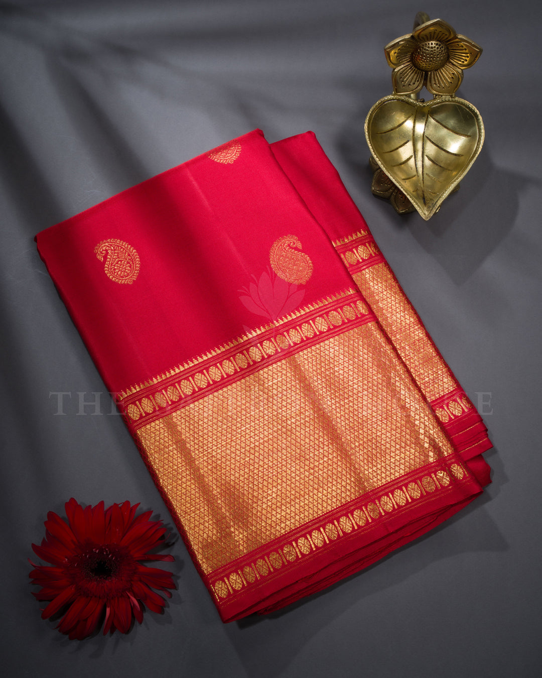 Deep Red Handwoven Kanjivaram Silk Saree - TSH2506043-view1
