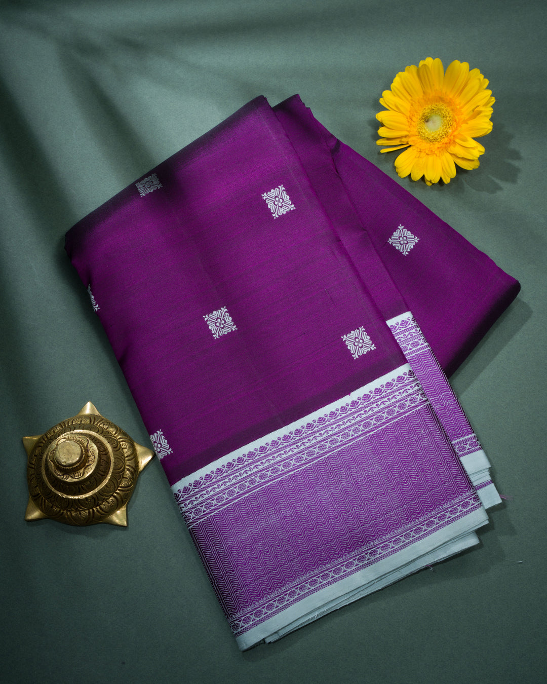 Purple And Powder Blue Handwoven Kanjivaram Silk Saree - TSH2506009-View1