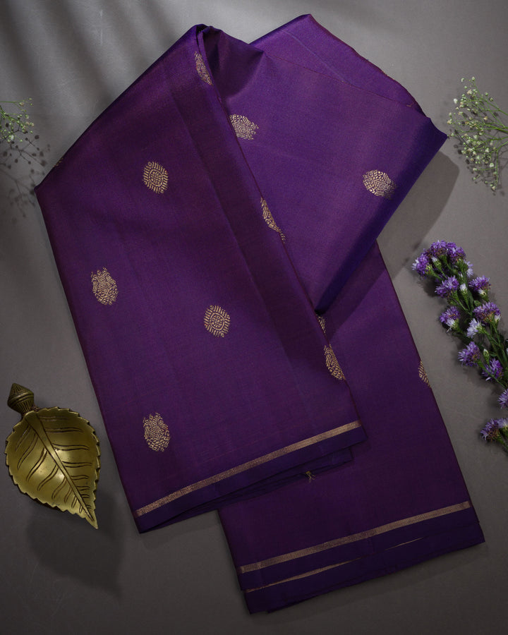 Purple Handwoven Kanjivaram Silk Saree - TSH250134