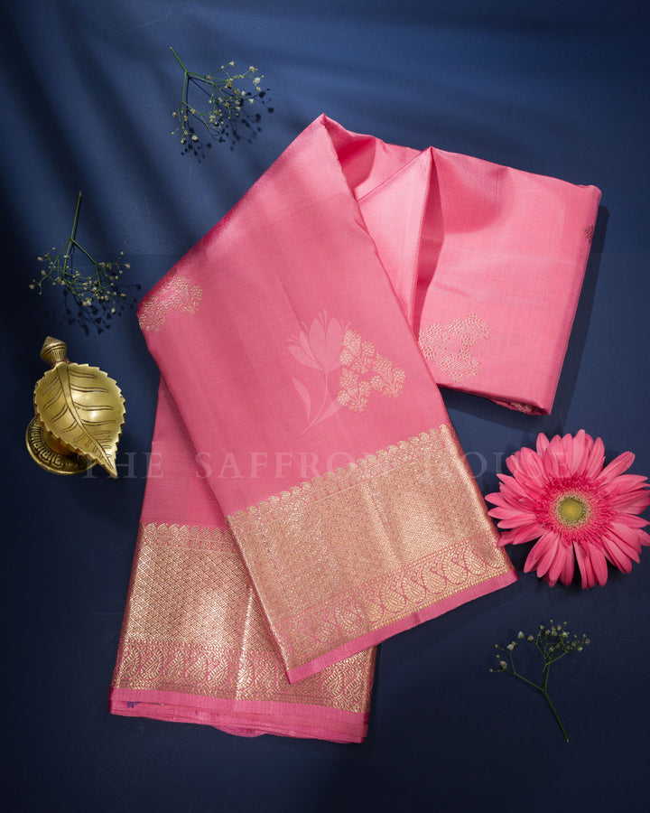 Baby Pink Handwoven Pastel Kanjivaram Silk Saree - TSH2506247